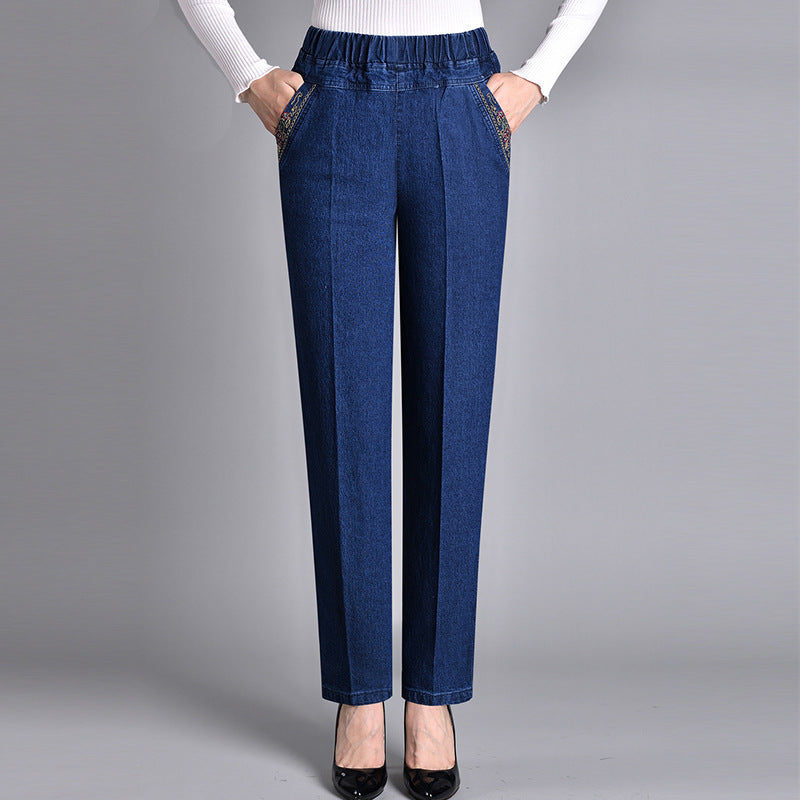 Sophia | Women's Jeans with Side Pockets and Elastic Waist