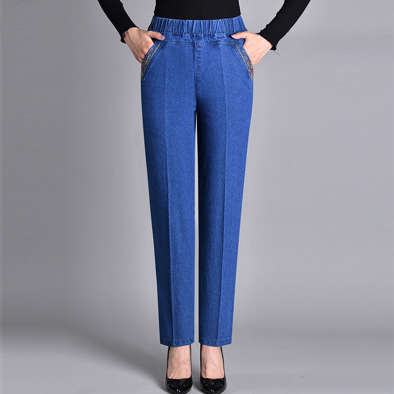Sophia | Women's Jeans with Side Pockets and Elastic Waist
